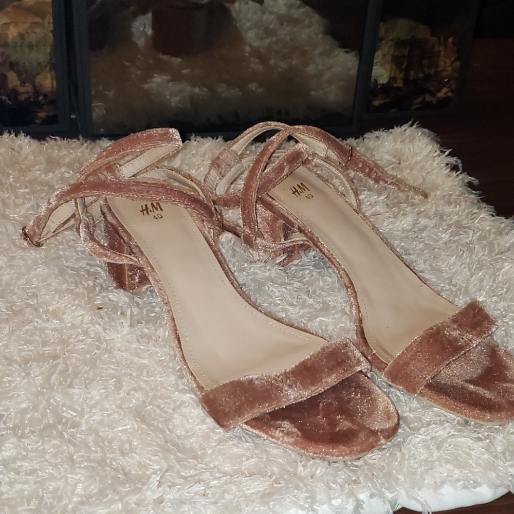 H&M pink velvet heels